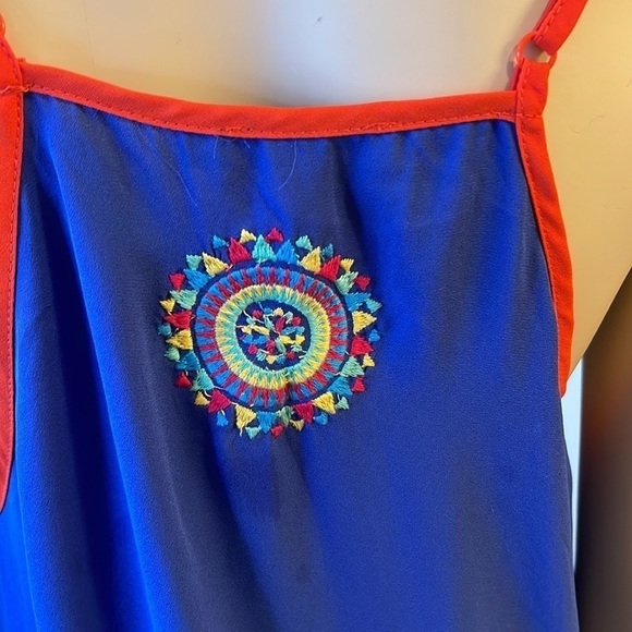 THML Blue Embroidered Strapy Swing Style Top. D/66/A1268 - Picture 4 of 5